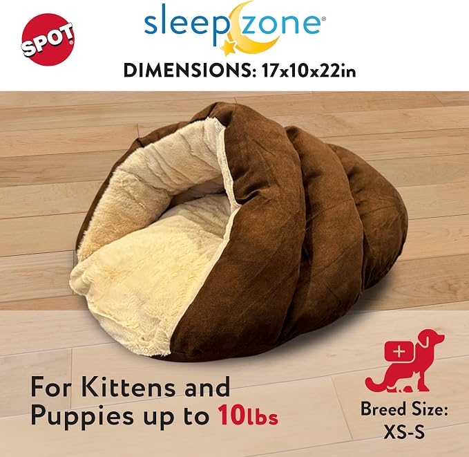 SPOT Sleep Zone Cuddle Cave Pet Bed | Soft, Plush Interior for Cats and Small Dog Breeds | Attractive and Durable Faux Suede Exterior | Machine Washable | Pet Safe - Image 4