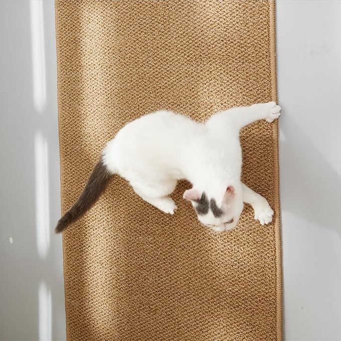 SHENGOCASE 67"x 23.6" Thickened Cat Wall Climbing Carpet, Cat Wall Furniture Scratcher, Scratching Post, Couch Sofa Protector (Camel) - Image 2