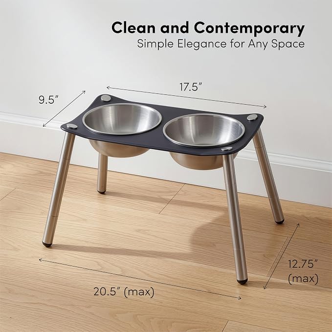 xympo Adjustable Elevated Dog Bowl 56 fl oz Stainless Steel Bowls - Image 7