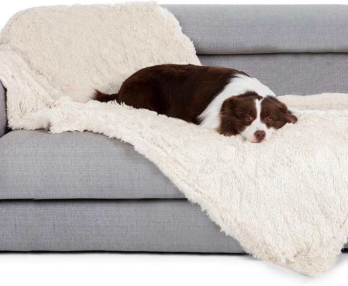 gogobunny Waterproof Dog Blanket, 33x77 Inch, Cream | Waterproof, Couch & Furniture Protection, Super Soft Reversible Throw, For Large Dogs & Cats, Calming Washable Fur & Sherpa by gogobunny