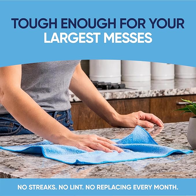 12" x 12" Microfiber Cleaning Cloths (50 Pack) - Reusable Towels, Wash Rags, Dust Cloth, All-Purpose: Kitchen, Dish, Cars, Shop, Glass (Blue) - Image 3