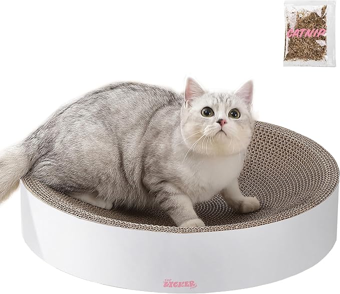 CSR1010I Nelson 20.13" Modern Cardboard Round Bowl Cat Scratcher with Catnip, Cloud by THELICKERSTORE