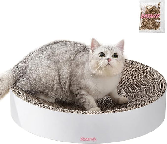 CSR1010I Nelson 20.13" Modern Cardboard Round Bowl Cat Scratcher with Catnip, Cloud by THELICKERSTORE