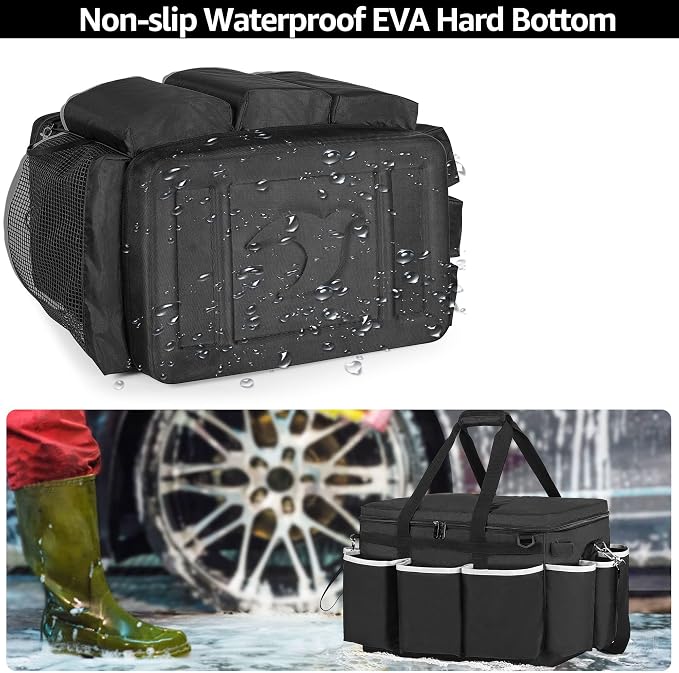 HODRANT Extra-Large Cleaning Caddy with EVA Hard Bottom with Shoulder Strap | High Capacity Cleaning Supplies Organizer for Housekeeping & Home Work, Cleaner Tools Tote Bag, Patent Design - Image 3