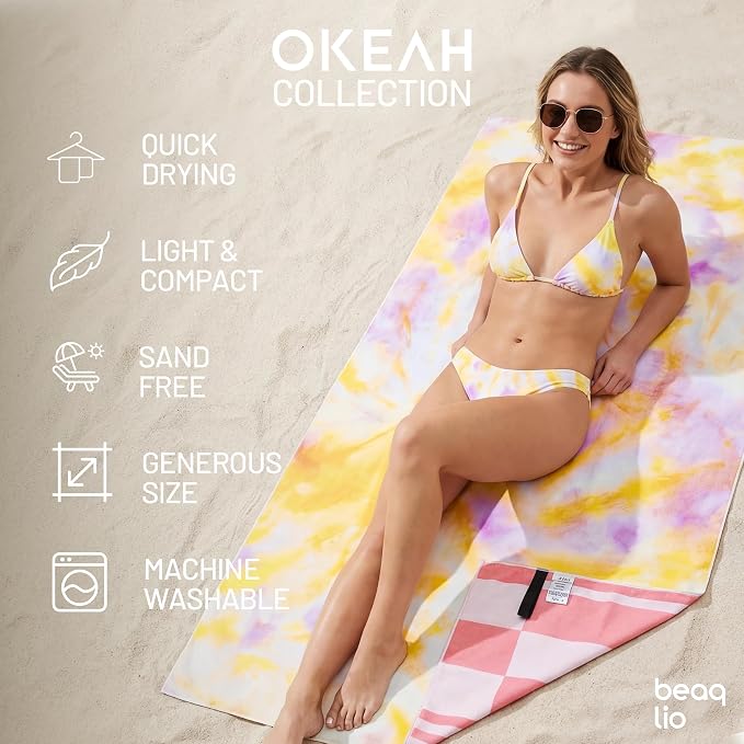 6 Pack Microfiber Beach Towel Set with Travel Bag 71 * 36'' Tie Dye | Quick Dry XL Beach Towels for Cruise Pool Yoga Gym Gift, Lightweight Absorbent Sandproof Compact Towels Beach Essentials - Image 3