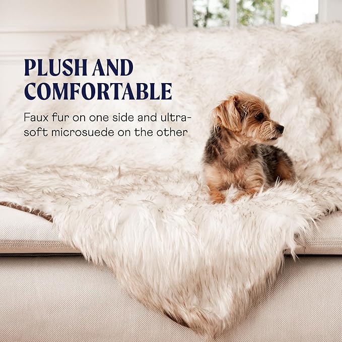 PAW BRANDS PupProtector Waterproof Throw Blanket, White/Brown, 60x50 | Waterproof, machine washable — protects couches, beds & car seats - Image 2