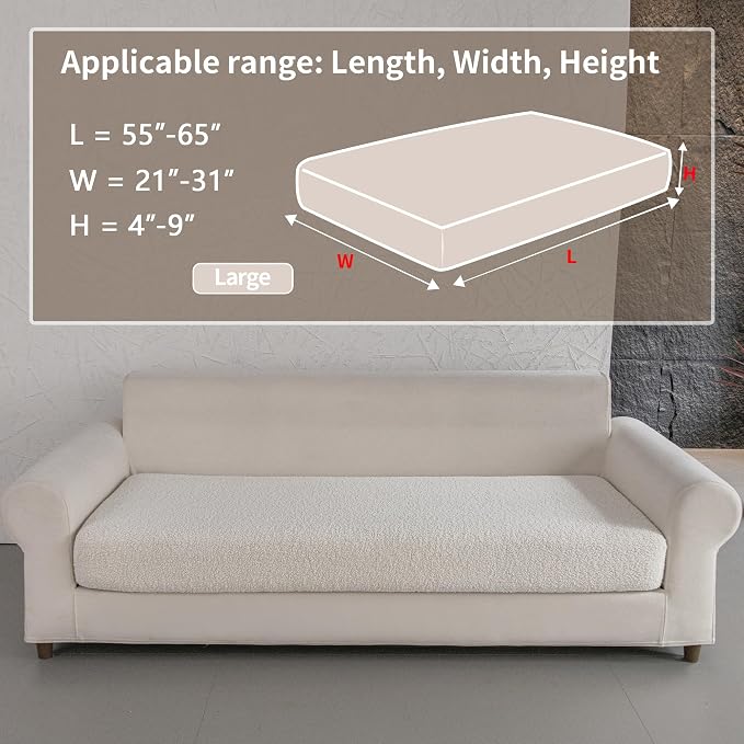 OHSIO Couch Cushion Covers for Sectional Sofa, Stretch Soft Sofa Slipcovers Washable Wear-Resistant Universal Furniture Protector for Living Room(1 Piece Large Cover, Ivory) - Image 2