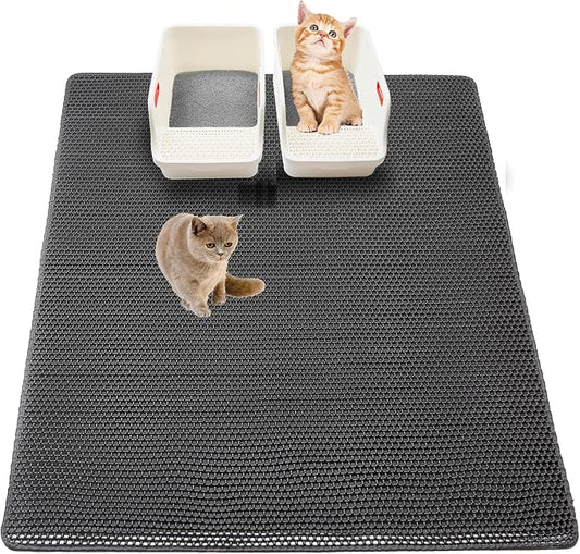 XL Cat Litter Mat, Longer 28"x47", Litter Box Mats Extra Large for Cats | 2-Layer Honeycomb Extended Design to Less Mess, Anti-Tracking, Waterproof Non-Slip, Keeps floor clean.Mengbu(Dark Grey) by Unknown