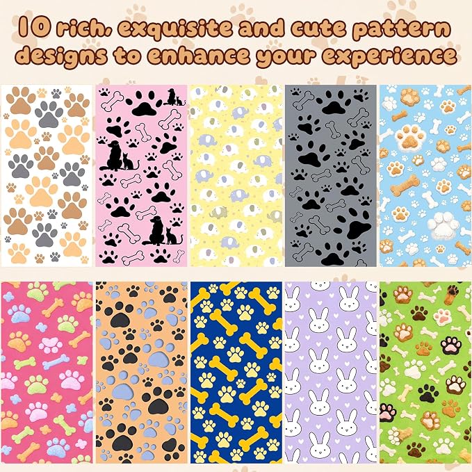10 Pcs Dog Towels for Drying, 20"x40" Quick Drying Microfiber Pet Bath Towel, Dog Grooming Absorbent Towel with Cute Pattern, Soft Bathrobe for Large Medium Small Puppy Cat - Image 3