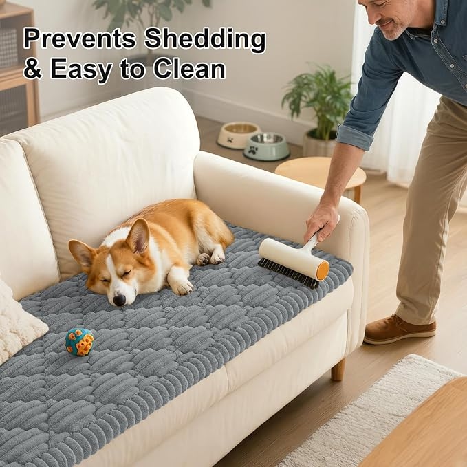 Smiry Couch Cover for Dogs Washable, Non Slip Fuzzy Pet Sofa Protector | Soft Thick Furniture Cover for Sofa, Loveseat and Sectional, Scratch & Pet Hair Resistant (Grey, 27.6" x 47") - Image 6