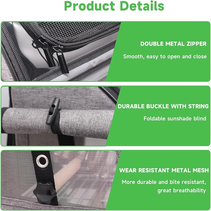 Bird Carrier Bag with Perch, Bird Travel Carrier Backpack with Stainless Steel Plate and Mesh, Portable Transparent Parakeet Travel Cage with Feeder Cups for Small Birds Parakeet Parrot - Image 4