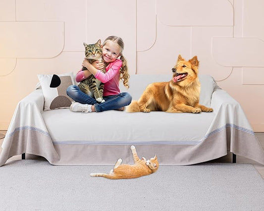 Loiion Cat Scratch Proof Furniture Protector Waterproof Sofa Cover 150"x91" | Pet-Friendly Couch Protector, Anti-Scratch & Anti-Slip Sofa Cover For Cats Dogs Kids, Machine Washable by Loiion