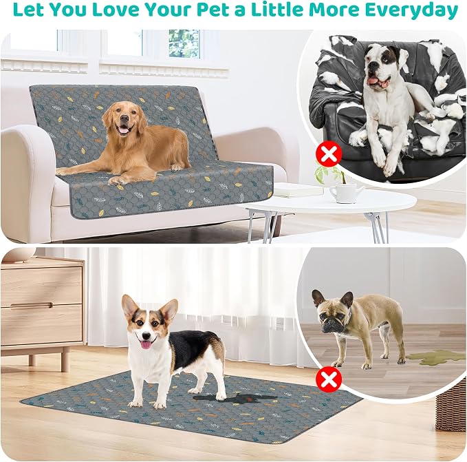 72"x72" Washable Pee Pads for Dogs, Reusable & Absorbent | Large reusable dog pads with 60''L Dog Leash,leakproof non-slip backing,for crates,playpens,beds and potty training - Image 4