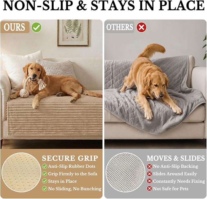 Smiry Waterproof Couch Cover for Dogs, Washable Non Slip Plush Protector | Waterproof Protection, Plush Flannel, Non Slip Backing, Pet Hair & Scratch Protection, Soft Cover (36" x 94.5") - Image 3