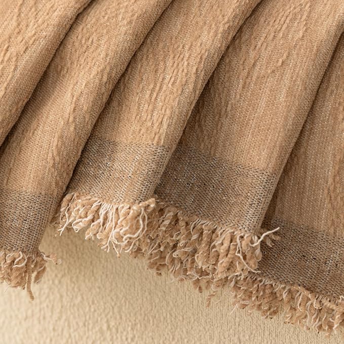 Brown Boho Couch Covers for Sofa Washable for 2 Cushion Couch,71''X118'' | Chenille Furniture Protector Sofa Couch Cover for Dogs, Soft Breathable Sofa Slipcover, Couch Throw Blankets with Tassels - Image 5
