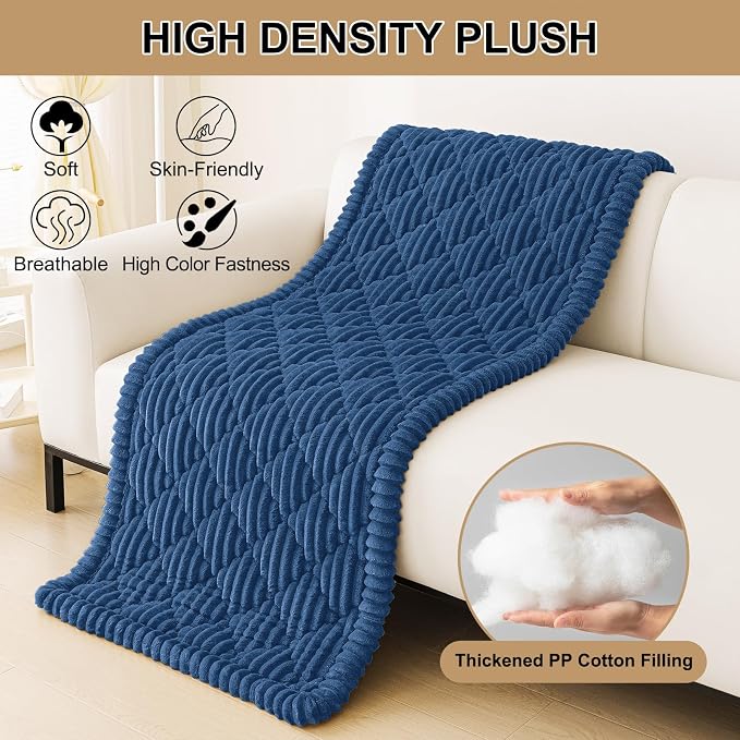 Smiry Couch Cover for Dogs Washable, Non Slip Fuzzy Pet Sofa Protector | Soft Thick Furniture Cover for Sofa, Loveseat and Sectional, Scratch & Pet Hair Resistant (Navy, 27.6" x 88") - Image 9
