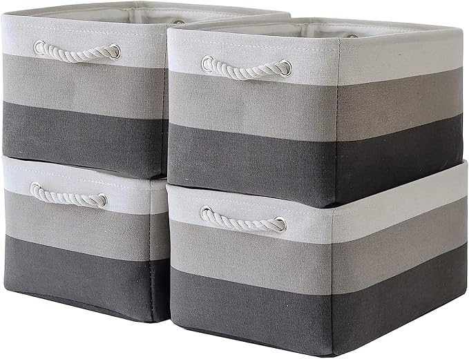 TcaFmac Storage Basket for Organizing - Large 4 Pack 16x12x8 inch Fabric Storage Bins for Shelves, Collapsible Storage Cubes for Closet Cloth Toy Gift Kids (Gradient Gray) by TcaFmac