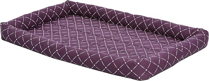MidWest Homes for Pets 40248-PLD Quiet Time Couture Ashton Bolster Pet Bed, X-Large Dog/48, Plum, Plum & White Diamond Pattern by MidWestHomesForPets