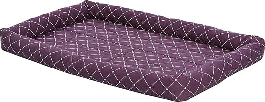 MidWest Homes for Pets 40248-PLD Quiet Time Couture Ashton Bolster Pet Bed, X-Large Dog/48, Plum, Plum & White Diamond Pattern by MidWestHomesForPets