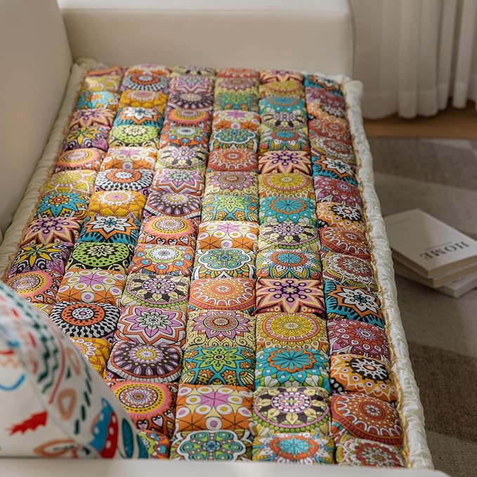 Couch Covers for Dogs, Non Slip Pet Couch Covers for Sofa Washable, Boho Covers for 3 Cushion Couch Sofa Pet Friendly (Orange, 27.6x82.7 Inch) - Image 5