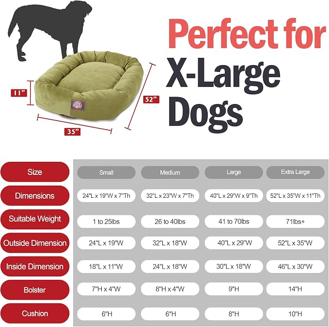 Majestic Pet 52 Inch Micro Velvet Calming Dog Bed Washable – Cozy Soft Round Dog Bed with Spine for Head Support - Fluffy Donut Puppy Mat 52x35x11 (inch) X- Large – Apple (2025) - Image 3