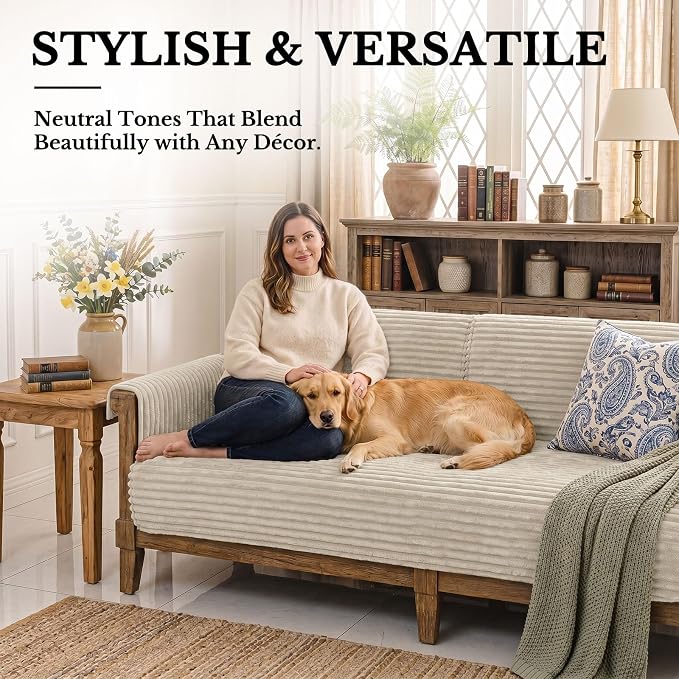 Smiry Waterproof Couch Cover for Dogs, Washable Non Slip Plush Protector | Waterproof Protection, Plush Flannel, Non Slip Backing, Pet Hair & Scratch Protection, Soft Cover (43" x 82.7") - Image 2