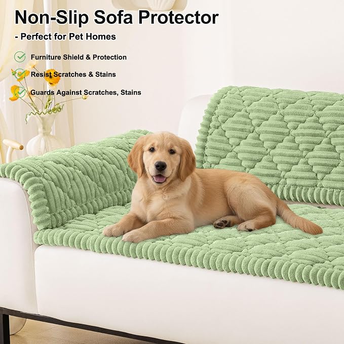 Smiry Couch Cover for Dogs Washable, Non Slip Fuzzy Pet Sofa Protector | Soft Thick Furniture Cover for Sofa, Loveseat and Sectional, Scratch & Pet Hair Resistant (Sage Green, 27.6" x 70.9") - Image 11