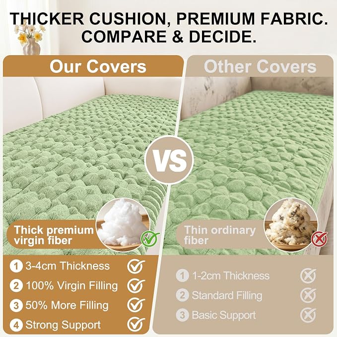 Smiry Non Slip Couch Covers for Dogs, Scratch Resistant Pet Sofa Protector | Machine Washable Soft Fuzzy Thick Furniture Cover for Sofa Loveseat Sectional Large Dogs, Sage Green, 27.6" x 27.6" - Image 4