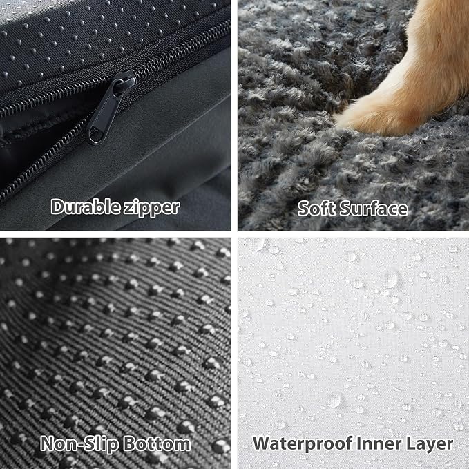 BFPETHOME Orthopedic Washable Dog Beds for Medium Dogs, Sleeping Dog Couch | 30x20 Inch Deluxe Plush Rose Velvet Washable Cover, Egg Crate Foam Support, Waterproof Lining, Non-Slip Bottom, Senior Dogs - Image 4