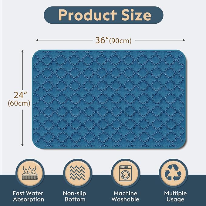 FunFurry Washable Pee Pads for Dogs - 2 Pack Reusable Pee Pads，Waterproof Puppy Pads，Pet Training Pads，Super Absorbent with Dog Paw Shape Non-Slip Backing (Blue, 24" X 36" - 2 Pack) - Image 2