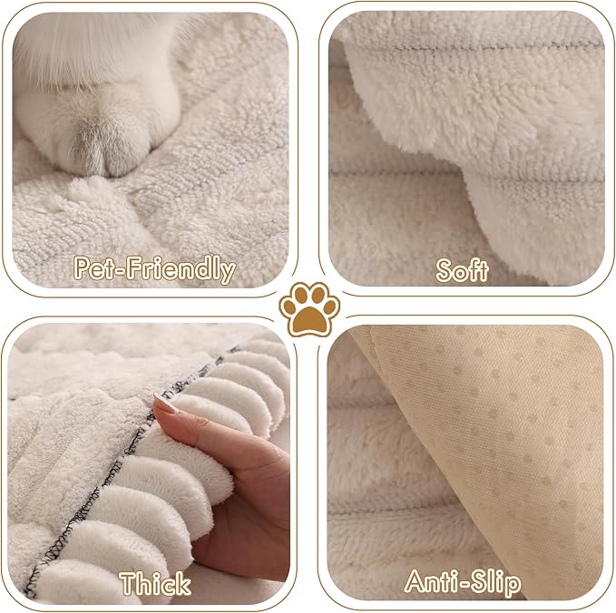 Couch Cover for Sofa, Sectional Couch Cover for Dogs, Sofa Cover Washable, Cushion Cover Blanket Pad Bed Mat for Pets, Fleece Furniture Protector, White, 23.6x23.6in - Image 3