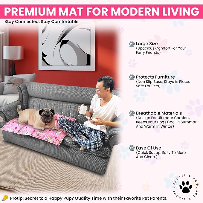 Large Dog Bed 39x27 in- Lightweight& Portable with Easy Carry -Washable and Easy to Clean. Crate and Kennel Ready. Indoor/Outdoor Use, Protects Car Seat & Camping Essentials Dog Bed - Pink - Image 3