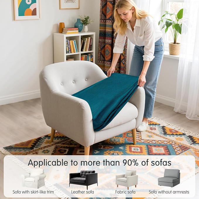 Hokway Couch Cushion Covers Stretch Cushion Covers Sofa Seat Cushion Slipcover Cushion Protector(Teal, Small) - Image 5