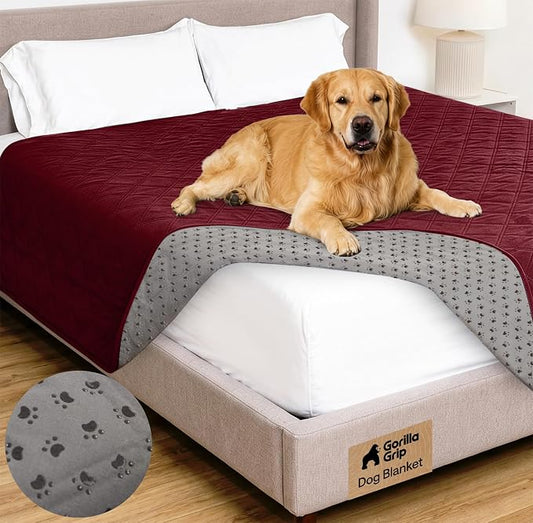GORILLA GRIP® Waterproof Dog Blanket, 102x82, Leakproof Couch Cover for Dogs, Silicone Grip Backing, Protects Sofa, Sectional, Bed, Crate, Car & RV, Tear-Resistant Washable Pet Blanket, Burgandy by Unknown
