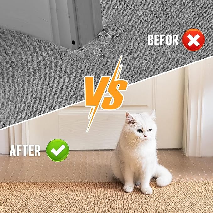 Uross Carpet Protector for Pets - Cat Scratch Guard Mat, Anti Scratch Under Door Guard, Easy to Cut Plastic, 3.6FT - Image 2