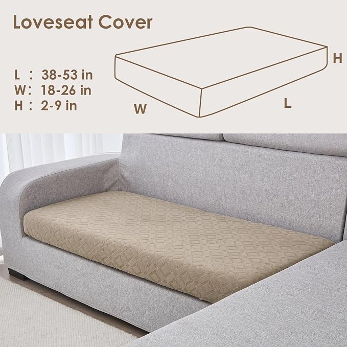 Genina Waterproof Couch Cushion Covers for Pets Washable Sofa Seat Covers | Non Slip,Stretch Jacquard Fabric,Pet Hair & Scratch Protection,Easy Installation,Furniture Protector,Loveseat Cover - Image 2