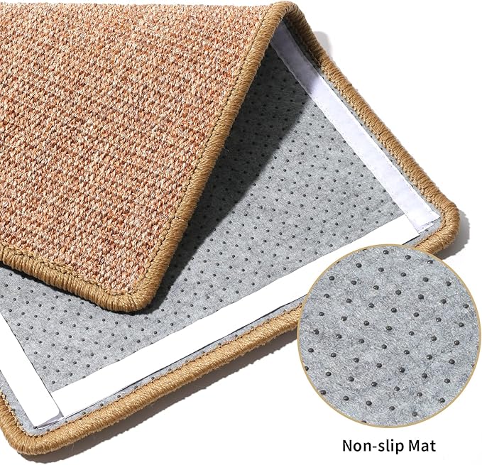 FUKUMARU Cat Scratcher Mat, 23.6 X 15.7 Inch Natural Sisal Cat Scratch Mat | Horizontal Cat Scratching Pad Mat Floor Rug with Sticky Tapes, Cat Wall Scratcher for Indoor Cats, Protect Couch and Carpet - Image 6