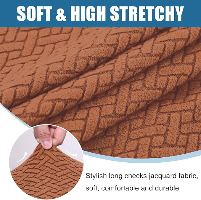 Smiry Waterproof Couch Cushion Covers, Non Slip Seat Cushion Covers | Stretch Jacquard Sectional Sofa Slipcover, Washable Elastic Furniture Protector for Pets, Kid, 2 Pieces, Rust - Image 7