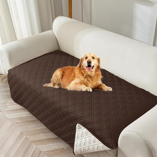 Genina Waterproof Couch Cover, Washable Anti-Slip 51 inch Loveseat Sofa Covers with 2 Cushions, Sectional Couch Covers for Pets Friendly, Sofa Slipcovers for Dogs Cats, (51inch/Chololate) by Genina