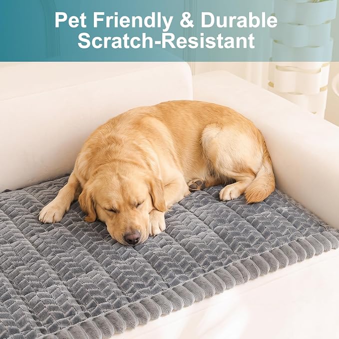 KRFOONN Couch Cover for Dogs Washable Sofa Covers for 3 Cushion Non-Slip Fuzzy Couch Cushion Covers Sofa Slipcovers Furniture Protector with Elastic Straps for Dogs Pets Mat (Dark Grey, 27.6" x 59") - Image 5
