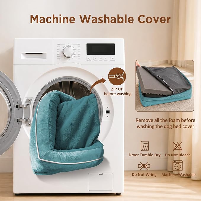 Comfort Expression Orthopedic Dog Bed for Extra Large Dogs with Bolster | Waterproof Dog Couch Bed with Washable Cover & Non-Slip Bottom, Supportive Egg Crate Foam Big Dog Bed, 53x42Inch - Image 5