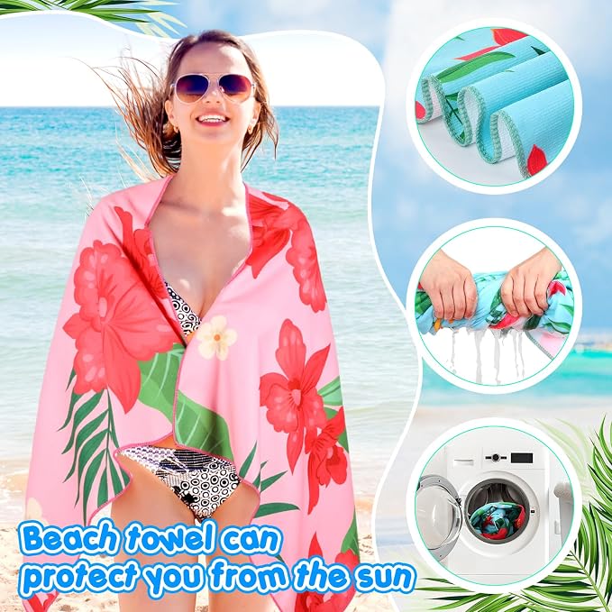 FuWeave 10 Pack Microfiber Beach Towel 28 x 55 Inch Oversized Large Quick Dry Thin Beach Towels for Pool Camping, Sand Free Lightweight Blanket for Women Adults Travel Swimming Sport (Fresh Floral) - Image 3