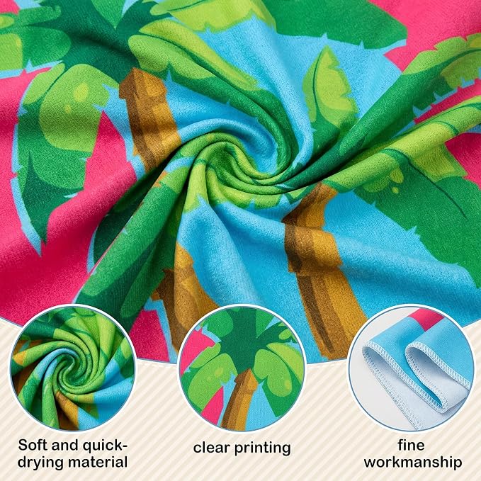 Buryeah 10 Pcs Beach Towels 30 x 60 Inch Quick Dry Absorbent Beach Blanket Seahorse Dolphin Turtle Crab Jellyfish Flamingo Pineapple Hawaii Towel for Kids Adult Sports Pool Picnic Camping Travel Swim - Image 3