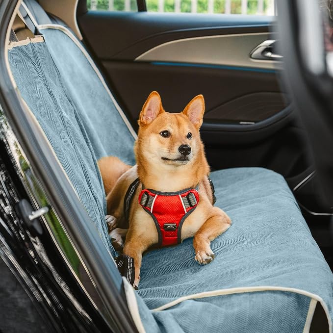 FUNNY FUZZY Dog Car Seat Cover for Back Seat, Back Seat Pet Cover for Dogs Waterproof, Scratchproof Dog Backseat Cover, Non-Slip Bench Car Seat Protector, Universal Fit Most Cars, SUVs, Trucks, Blue - Image 8