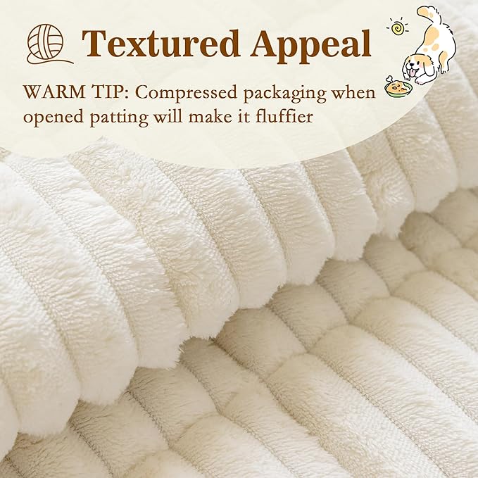 MYSKY HOME Couch Covers for 3-4 Cushion Sofa Pet Friendly, Couch Cover for Dogs, Sofa Covers for Pets Washable, Soft Non-Slip Sofa Slipcovers Furniture Protector Covers, Cream, 27.6" x 82.7" - Image 2