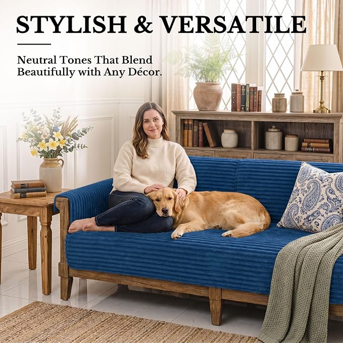 Smiry Waterproof Couch Cover for Dogs, Washable Non Slip Plush Protector | Waterproof Protection, Plush Flannel, Non Slip Backing, Pet Hair & Scratch Protection, Soft Cover (36" x 63") - Image 2