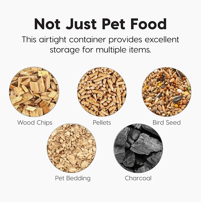 IRIS USA Dog Food Storage Container 58 lbs, Attachable Wheels, for Dog Cat Birds and other Pets, Food Storage Bin, Keep Fresh, Easy Mobility, BPA Free - Made in the USA, Almond/Clear - Image 6
