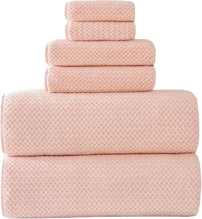 40x80 Inches Bath Sheets Towels for Adults Oversized Bath Towels Extra Large Luxury Super Soft Absorbent Quick Dry Microfiber (Pink,6PCS) by Akzpe