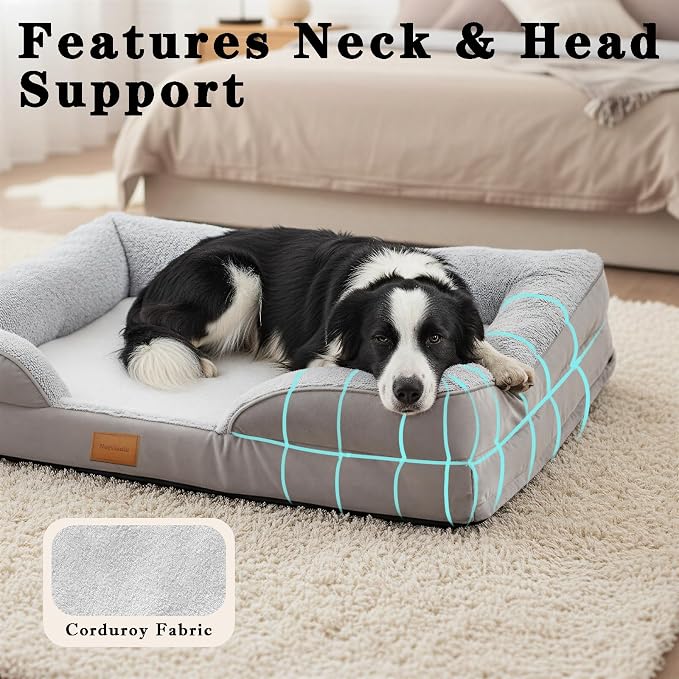 Orthopedic Dog Bed,Waterproof Memory Foam Dog Bed with Washable Removable Cover, Featuring Waterproof Lining and Non-Slip Base,Bolster Dog Couch,Suitable for Use with Dog Crate and Indoors. - Image 6