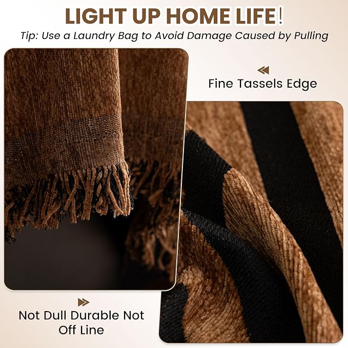 STACYPIK Boho Dark Khaki Couch Cover for Sofa Black Striped Sofa Cover for Pets Non Slip Dogs Furniture Protector for 3 Cushion Couch for Living Room Washable Multi-Use Sectional Couch Cover-71X150IN - Image 5